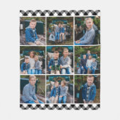 Couverture Polaire Cosy Black Buffalo Plaid Holiday Photo Collage (Devant)