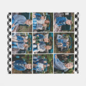 Couverture Polaire Cosy Black Buffalo Plaid Holiday Photo Collage (Devant (Horizontal))