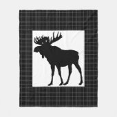 Couverture Polaire Cosy Black Plaid Moose Design Blanche polaire (Devant)