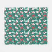 Couverture Polaire Cosy hiver Noël Mittens Motif en vert (Devant (Horizontal))