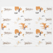 Couverture Polaire Cosy Winter Woodland Animaux Folk Art Noël (Devant (Horizontal))
