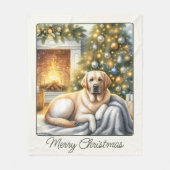 Couverture Polaire Cosy Yellow Labrador Retriever Chien de Noël (Devant)