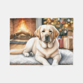 Couverture Polaire Cosy Yellow Labrador Retriever Chien Noël (Devant (Horizontal))
