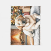 Couverture Polaire Cosy Yellow Labrador Retriever Chien Noël (Devant)