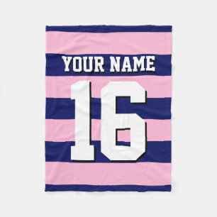 Couverture Polaire Cot Candy Pink Navy Blue Team Jersey Preppy Stripe