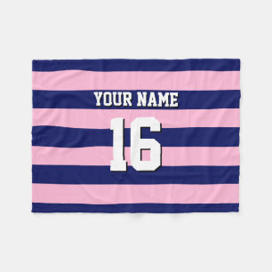 Couverture Polaire Cot Candy Pink Navy Blue Team Jersey Preppy Stripe