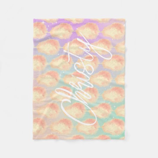 Couverture Polaire Coton bonbon étoile poussière pêche turquoise viol (Devant)