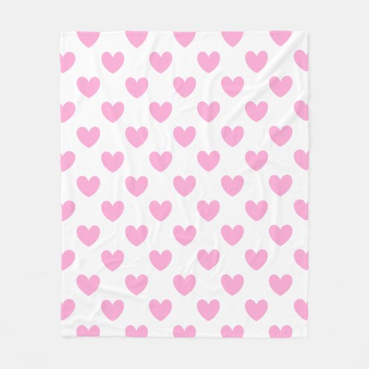 Couverture Polaire Coton Candy Pink coeurs sur blanc (Devant)