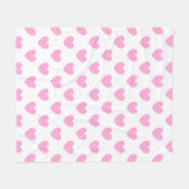 Couverture Polaire Coton Candy Pink coeurs sur blanc (Devant (Horizontal))