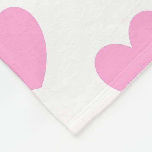 Couverture Polaire Coton Candy Pink coeurs sur blanc (Coin)