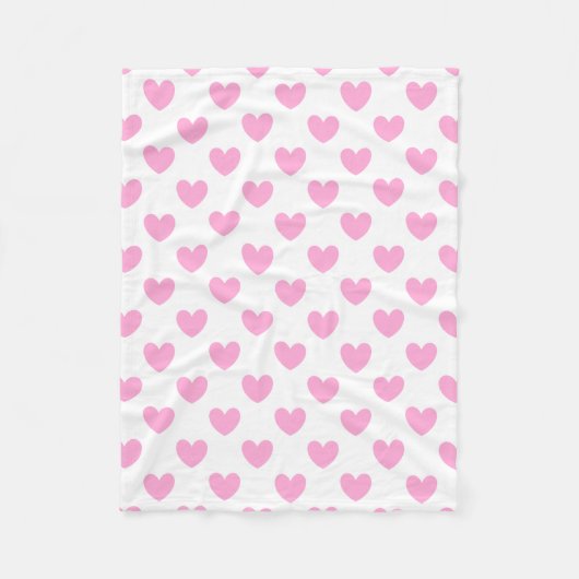 Couverture Polaire Coton Candy Pink coeurs sur blanc (Devant)