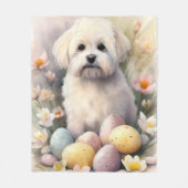 Couverture Polaire Coton De Tulear avec oeufs de Pâques vacances (Devant)