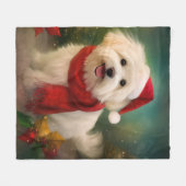 Couverture Polaire Coton De Tulear Chien dans la neige Noël (Devant (Horizontal))