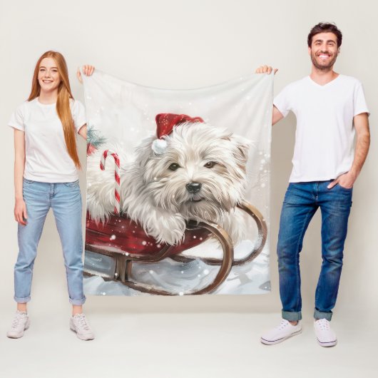 Couverture Polaire Coton De Tulear Chien Fête de Noël (En situation)