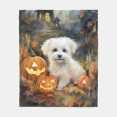 Couverture Polaire Coton De Tulear Halloween Avec Peur Citrouille (Devant)