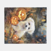 Couverture Polaire Coton De Tulear Halloween Avec Peur Citrouille (Devant (Horizontal))