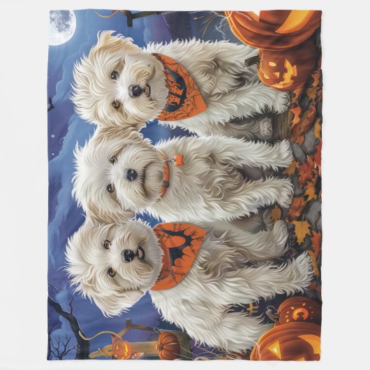 Couverture Polaire Coton De Tulear Halloween Éffrayant (Devant)