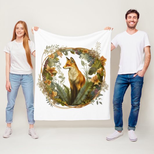 Couverture Polaire Cottagecore Fox Vintage (En situation)