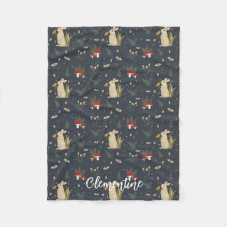 Couverture Polaire Cottagecore Marine Botanique Rouge Champignons Bot