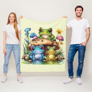 Couverture Polaire Cottagecore Toadstool Champignons et grenouille