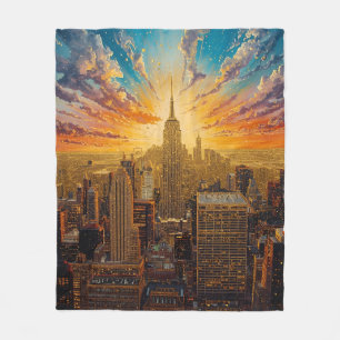 Couverture Polaire Coucher de soleil doré sur New York City Skyline