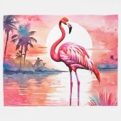 Couverture Polaire Coucher de soleil Flamant rose rose (Devant (Horizontal))
