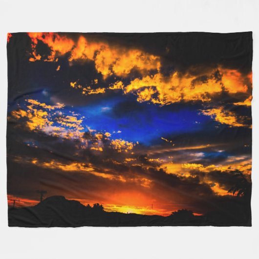 Couverture Polaire Coucher de soleil nuageux (Devant (Horizontal))