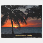 Couverture Polaire Coucher de soleil Palm Trees Beach Tropical Caribb (Devant (Horizontal))