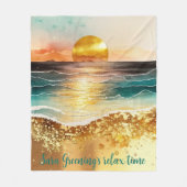 Couverture Polaire Coucher de soleil personnalisé relaxant cosy Fleec (Devant)