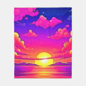 Couverture Polaire Coucher de soleil rose et violet (Devant)