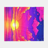 Couverture Polaire Coucher de soleil rose et violet (Devant (Horizontal))