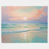 Couverture Polaire Coucher de soleil sur la plage, paysage naturel (Devant (Horizontal))