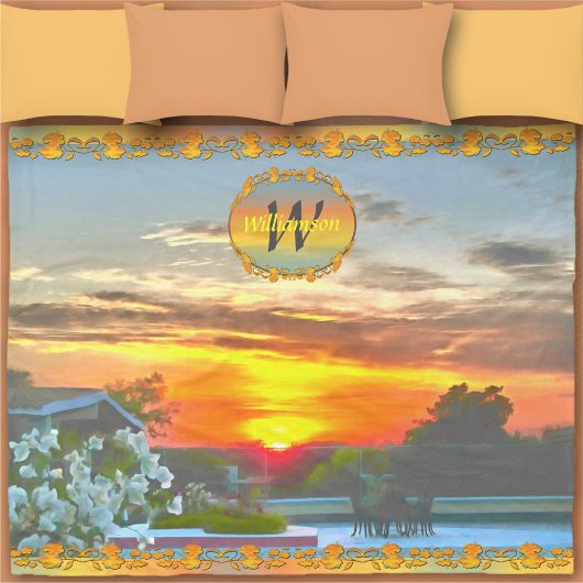 Couverture Polaire Coucher de soleil sur le toit 2295