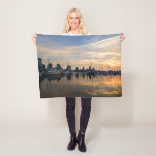 Couverture Polaire Coucher de soleil sur Vancouver Skyline