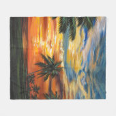 Couverture Polaire Coucher de soleil tropical étonnant (Devant (Horizontal))