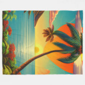 Couverture Polaire Coucher de soleil tropical Retraite de plage roman (Devant (Horizontal))