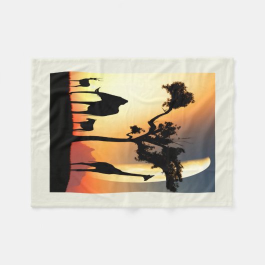 Couverture Polaire Coucher du soleil africain (Devant (Horizontal))