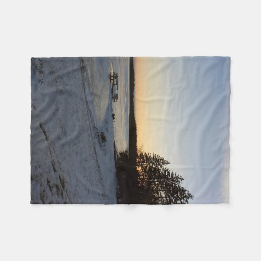 Couverture Polaire Coucher du soleil d'hiver (Devant (Horizontal))