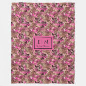 Couverture Polaire Couette personnalisée léopard couleur magenta gras (Devant)