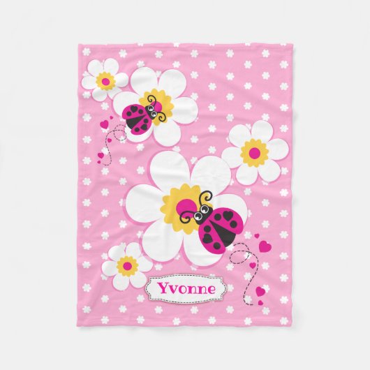 Couverture Polaire Couette rose ladybugs personnalisée (Devant)