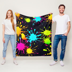 Couverture Polaire Couleur artistique éclatée avec peinture à goutte