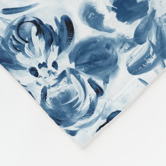 Couverture Polaire Couleur d'eau bleu fleurs polaire (Coin)