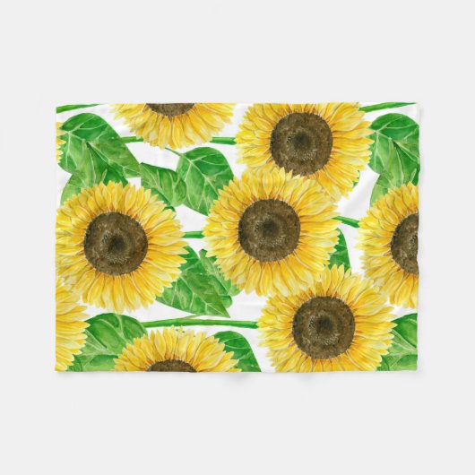 Couverture Polaire Couleur d'eau des fleurs de soleil (Devant (Horizontal))