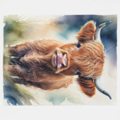 Couverture Polaire Couleur d'eau douce Peinture d'une vache des Highl (Devant (Horizontal))