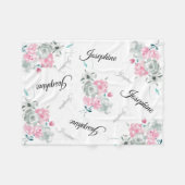 Couverture Polaire Couleur d'eau rose moderne et douce Nom de bébé fl (Devant (Horizontal))