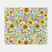 Couverture Polaire Couleur d'eau Tournesols et Hydrangeas Bleus (Devant (Horizontal))