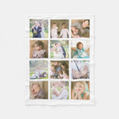 Couverture Polaire Couleur modifiable du collage photo de 12 Carrés (Devant)