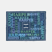 Couverture Polaire Couleur nommée de marine de nuage de monogramme (Devant (Horizontal))