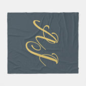 Couverture Polaire Couleur Or Charbon Monogramme Initial Professionne (Devant (Horizontal))