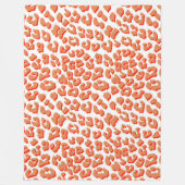 Couverture Polaire Couleur orange et Empreinte de léopard blanc (Devant)
